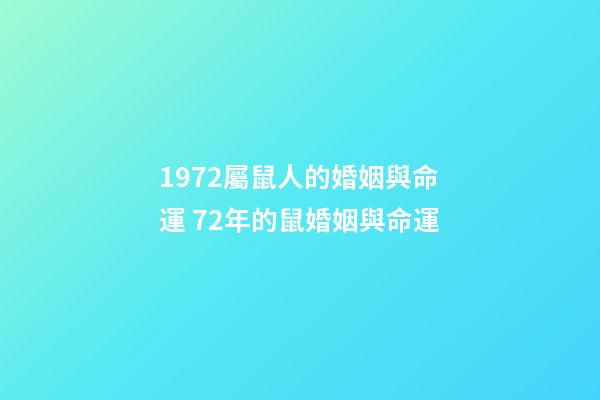 1972屬鼠人的婚姻與命運 72年的鼠婚姻與命運-第1張-觀點-玄機派